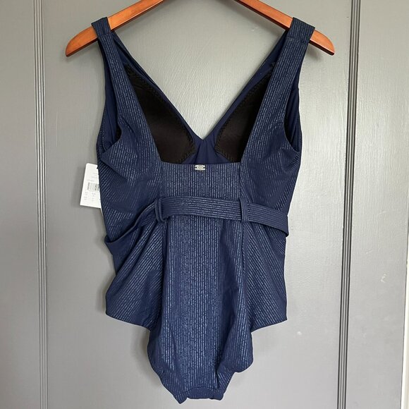 Amoressa Women's Sanskrit Kuta Maillot One-Piece Swimsuit Navy Stripe Size 10 - Picture 3 of 16